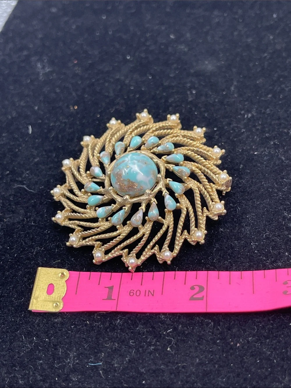 Sarah Coventry Azure Skies Pinwheel Brooch from 1973